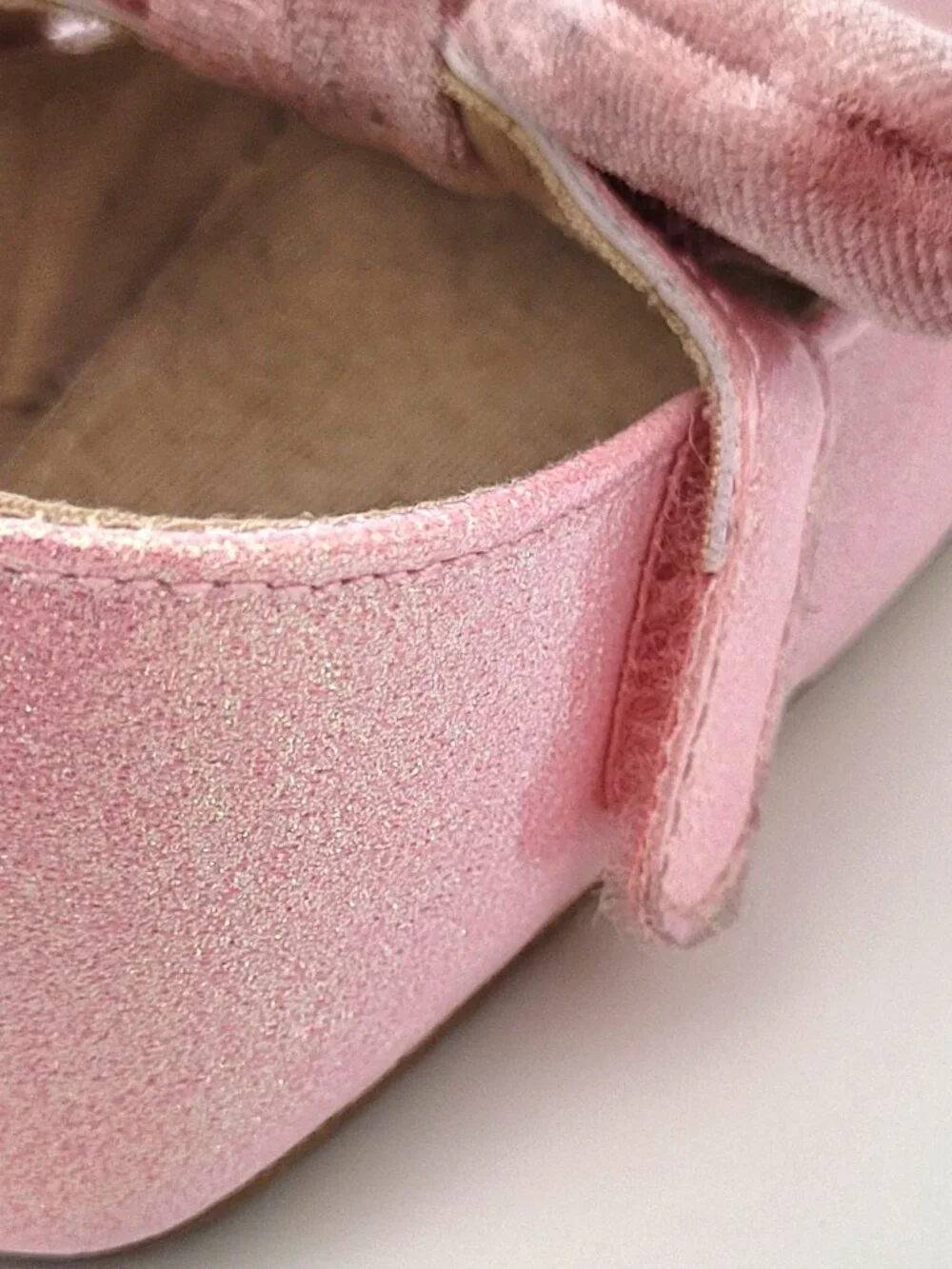 Nuby Pink Sparkle Velvet Bow Shoes
